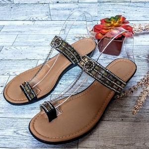 Rialto Gibson Beaded Chain Toe Sandals